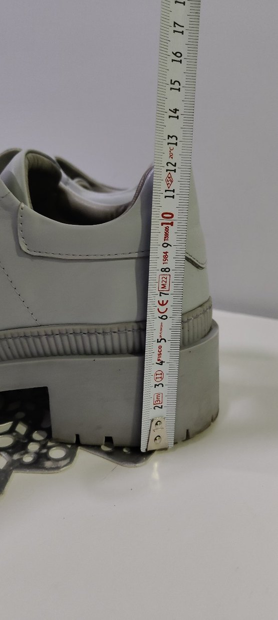 Açık gri Platform Tabanlı deri Kadın gunluk Ayakkabı - Görsel 3