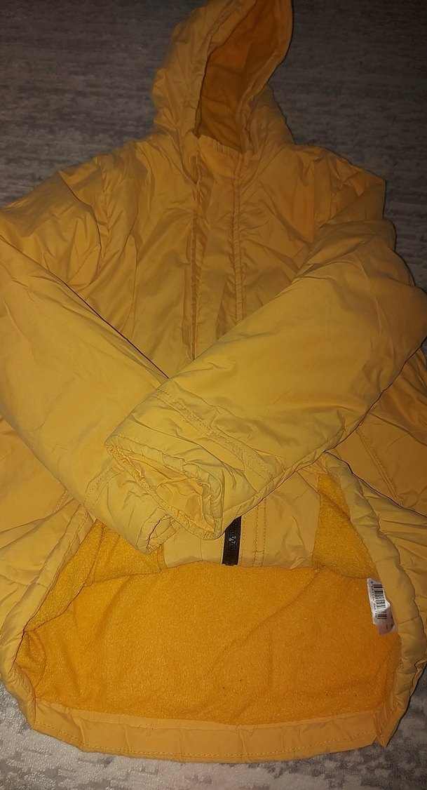 Sarı Kapüşonlu Fermuarlı  Kız - Erkek Çocuk Mont - Görsel 4