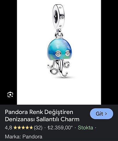 Beden Pandora Denizanası Charm