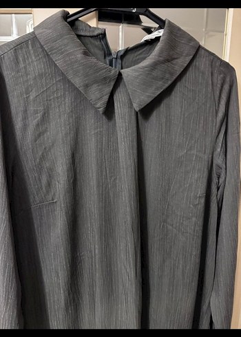 Gri Uzun Kollu Keten Kadın Tunik - Görsel 5