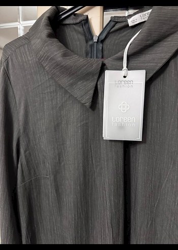 Gri Uzun Kollu Keten Kadın Tunik - Görsel 4