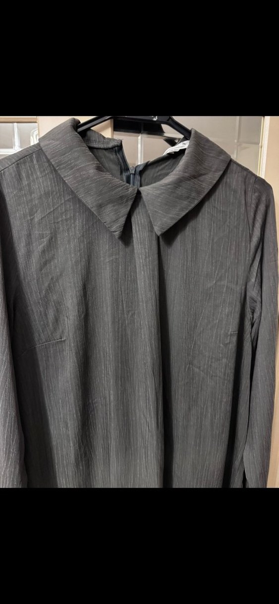 Gri Uzun Kollu Keten Kadın Tunik - Görsel 5