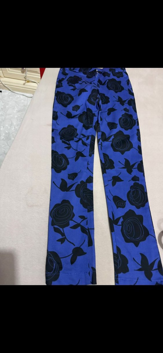 çoçuk Lacivert Çiçek Desenli Rahat Pantolon - Görsel 2