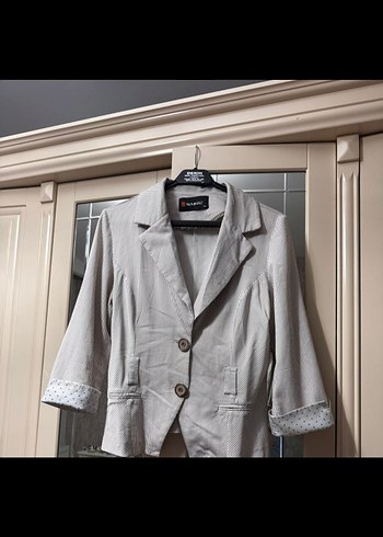 Bej Düğmeli Kadın Blazer Ceket - Görsel 3