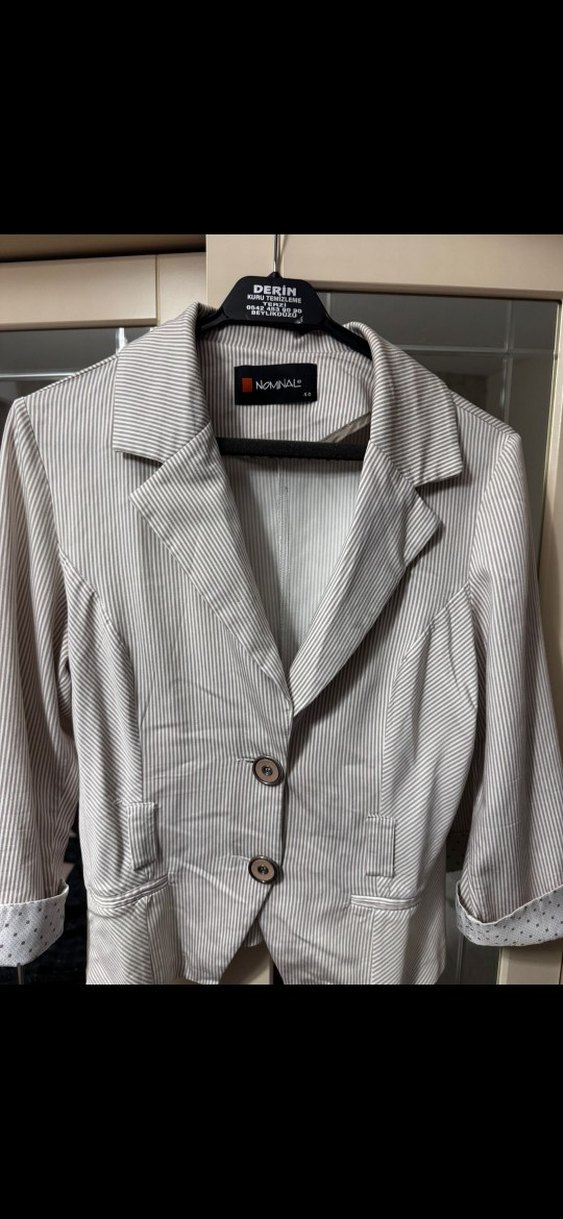 Bej Düğmeli Kadın Blazer Ceket - Görsel 2