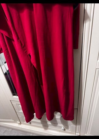 Kırmızı Uzun Kollu Fırfırlı Uzun tunik - Görsel 6