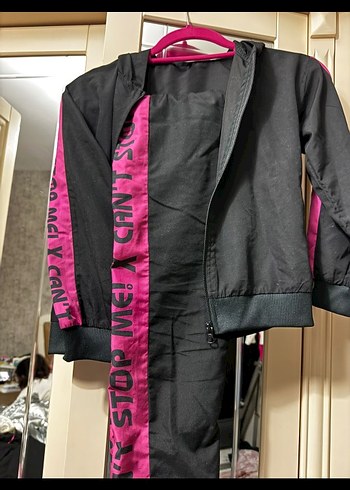 Kadın Pembe Siyah Fermuarlı Eşofman Takımı - Görsel 4