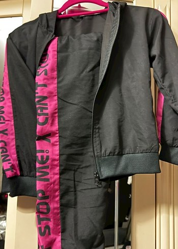 Kadın Pembe Siyah Fermuarlı Eşofman Takımı - Görsel 5