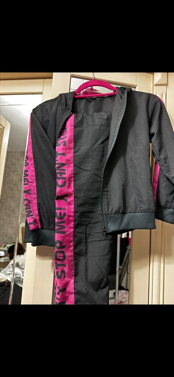 Kadın Pembe Siyah Fermuarlı Eşofman Takımı - Görsel 4