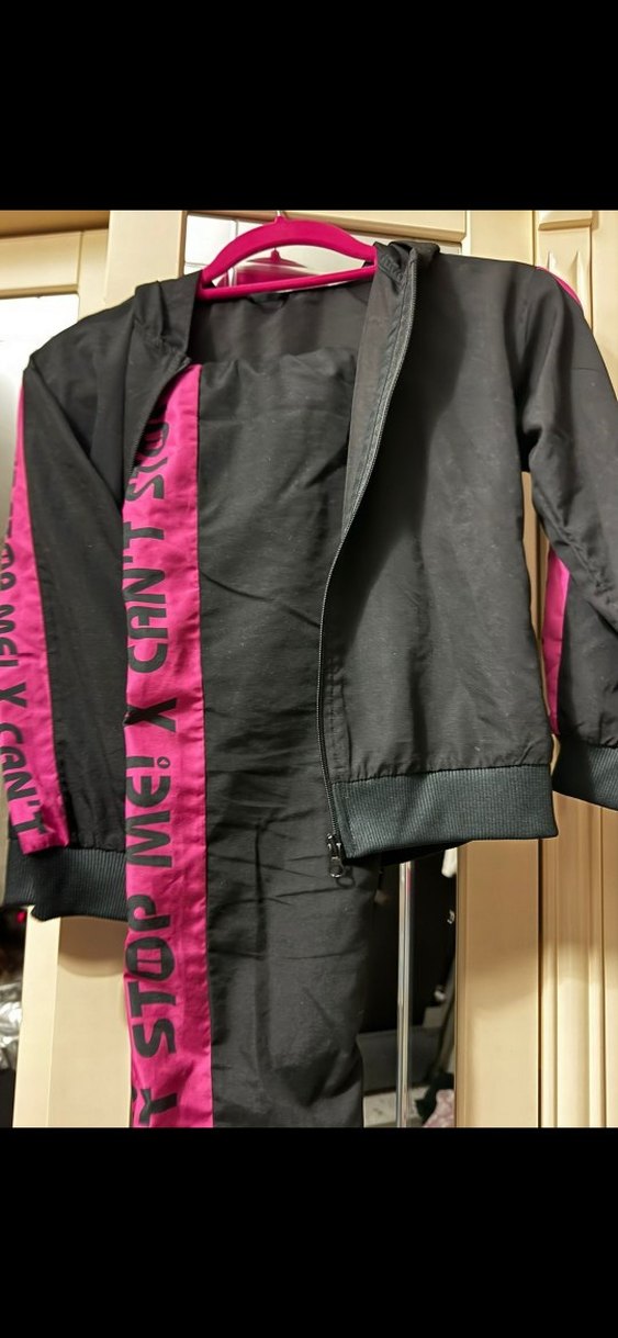 Kadın Pembe Siyah Fermuarlı Eşofman Takımı - Görsel 5