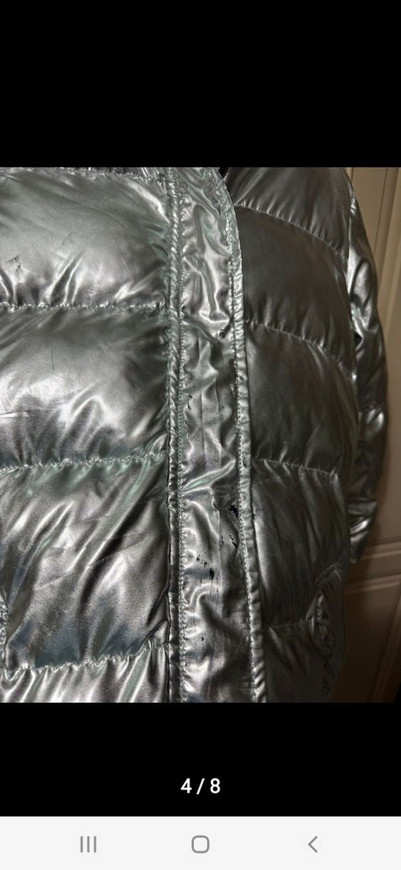 Gri Metalik Düğmeli Kadın Kışlık Mont - Görsel 2