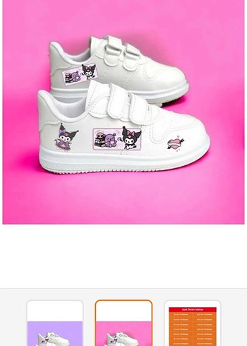 Beyaz Kız Çocuk Spor Ayakkabı Velcro - Görsel 2