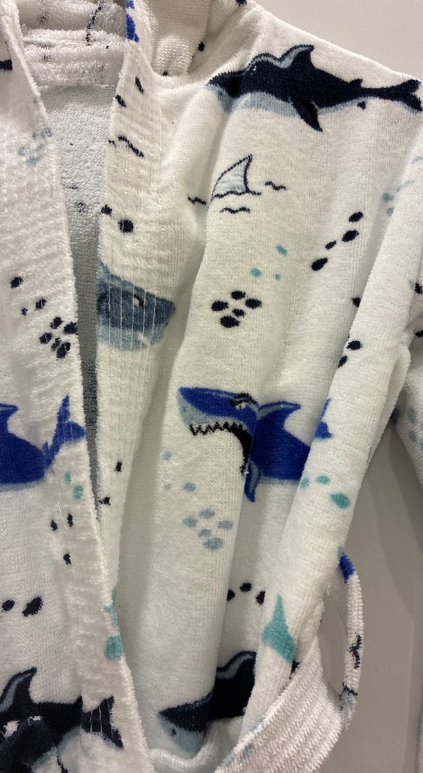 Erkek Çocuk Köpekbalığı Desenli Bornoz - Görsel 2