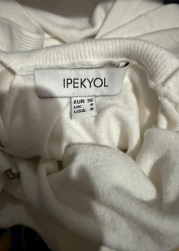 ipekyol Kadın Beyaz Boğazlı Triko Elbise
