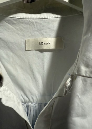 ROMAN Beyaz Keten Düğmeli Hamile Gömleği