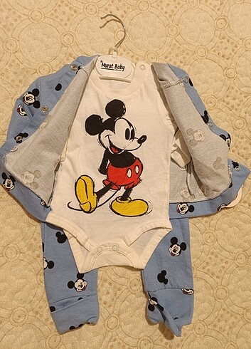 Mickey baskılı 3lü takım