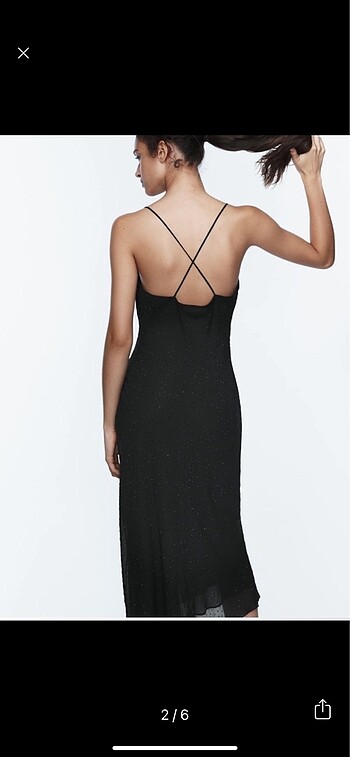 Zara Parlak Taşlı Slip Elbise