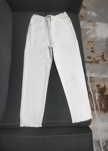 LCW Beyaz kız çocuk Midi Boy Pamuklu Mom Jean