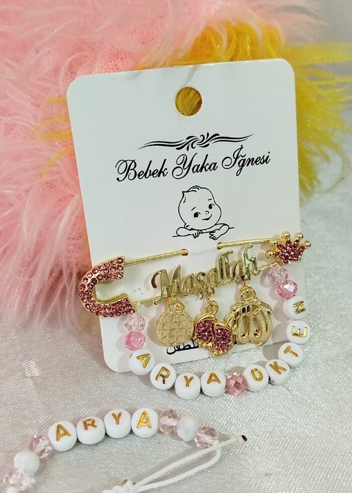 Bebek yaka iğnesi ve bileklik - Görsel 2