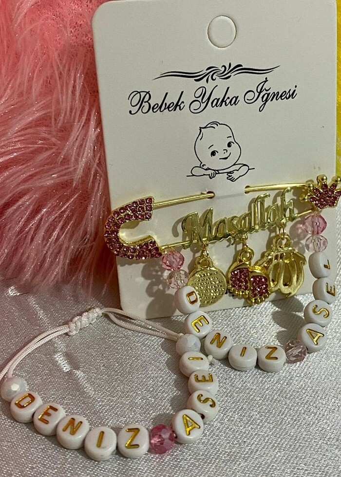 Bebek yaka iğnesi ve bileklik - Görsel 2