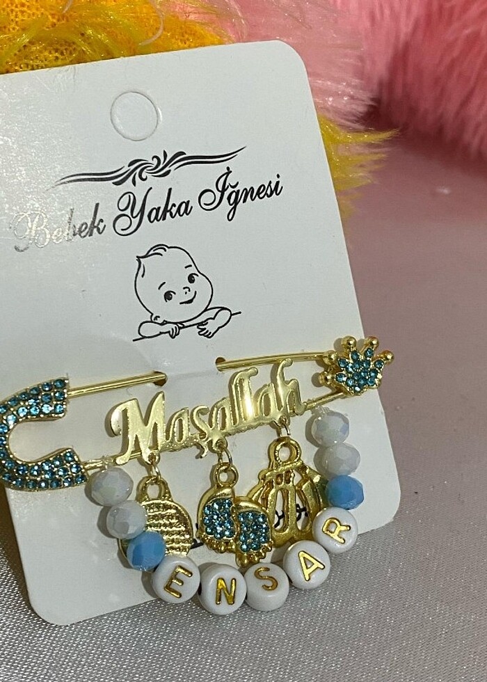 Bebek yaka iğnesi ve bebek emzik zinciri - Görsel 3