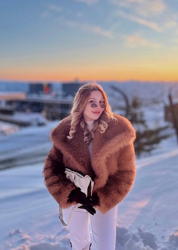 Acı Kahverengi yakalı cepli kürk - Görsel 3