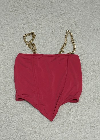 Kadın Mini Kırmızı Streetwear Atlet bluz askılı - Görsel 2