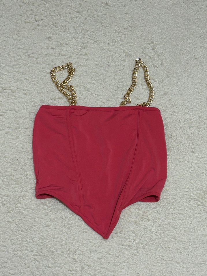 Kadın Mini Kırmızı Streetwear Atlet bluz askılı - Görsel 2