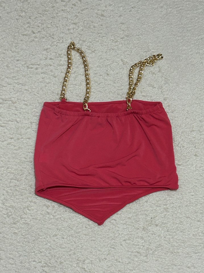 Kadın Mini Kırmızı Streetwear Atlet bluz askılı - Görsel 3