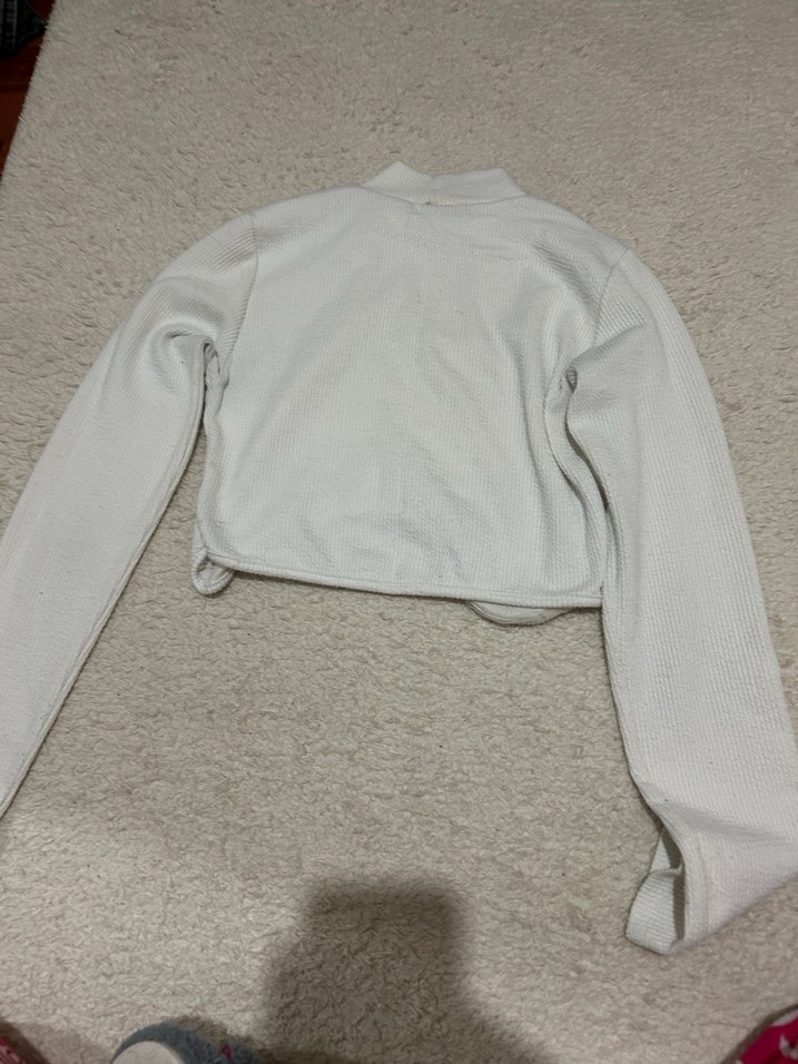 Uzun Kollu Beyaz Yüksek Yakalı Kadın Kazak - Görsel 2