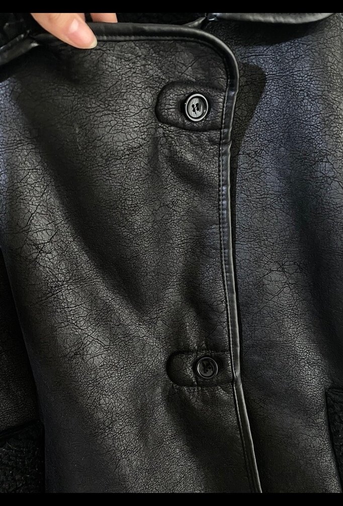 Siyah Deri Kürklü Biker Ceket - Görsel 4