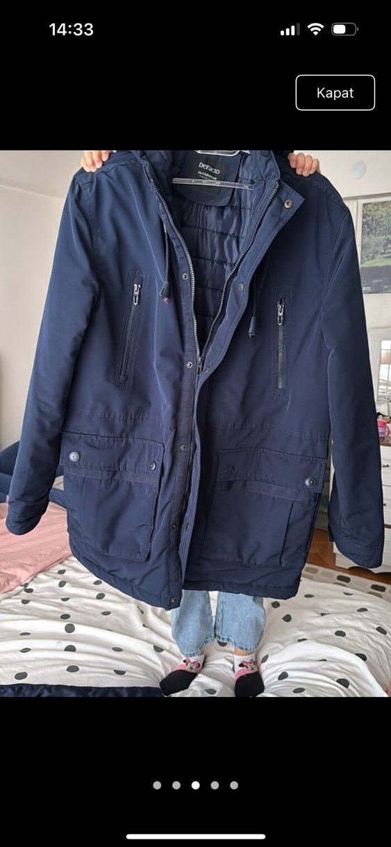 Erkek Lacivert Kapüşonlu Mont xl beden - Görsel 3