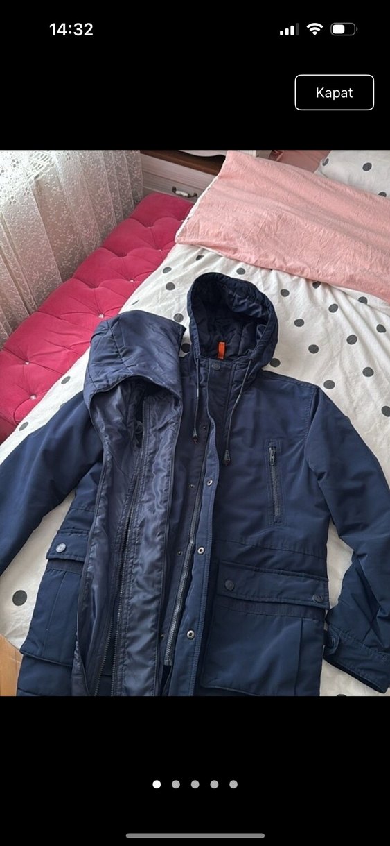 Erkek Lacivert Kapüşonlu Mont xl beden - Görsel 5