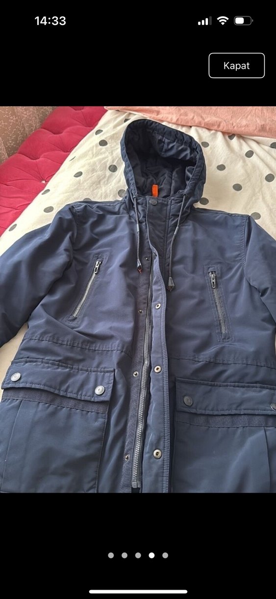 Erkek Lacivert Kapüşonlu Mont xl beden - Görsel 2