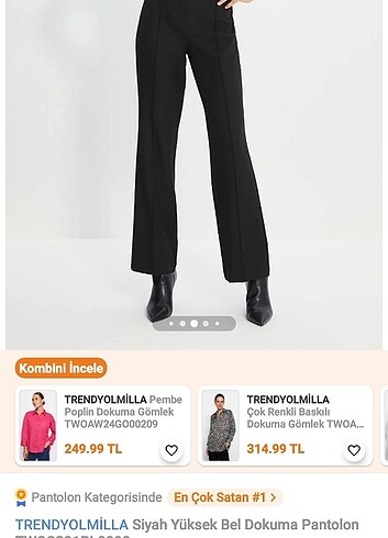 Trendyolmilla yuksek bel pantolon siyah