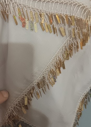 Bej Fırfırlı Bohem Kadın Fuları - Görsel 5