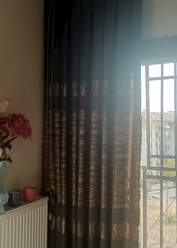 Bej ve Gri Desenli Modern Perde - Görsel 5