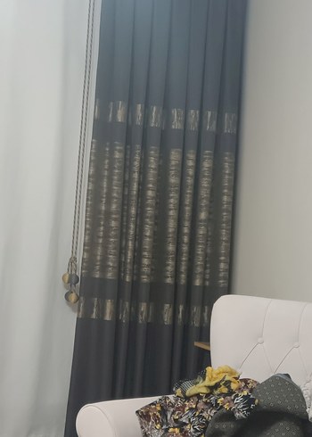 Bej ve Gri Desenli Modern Perde - Görsel 3