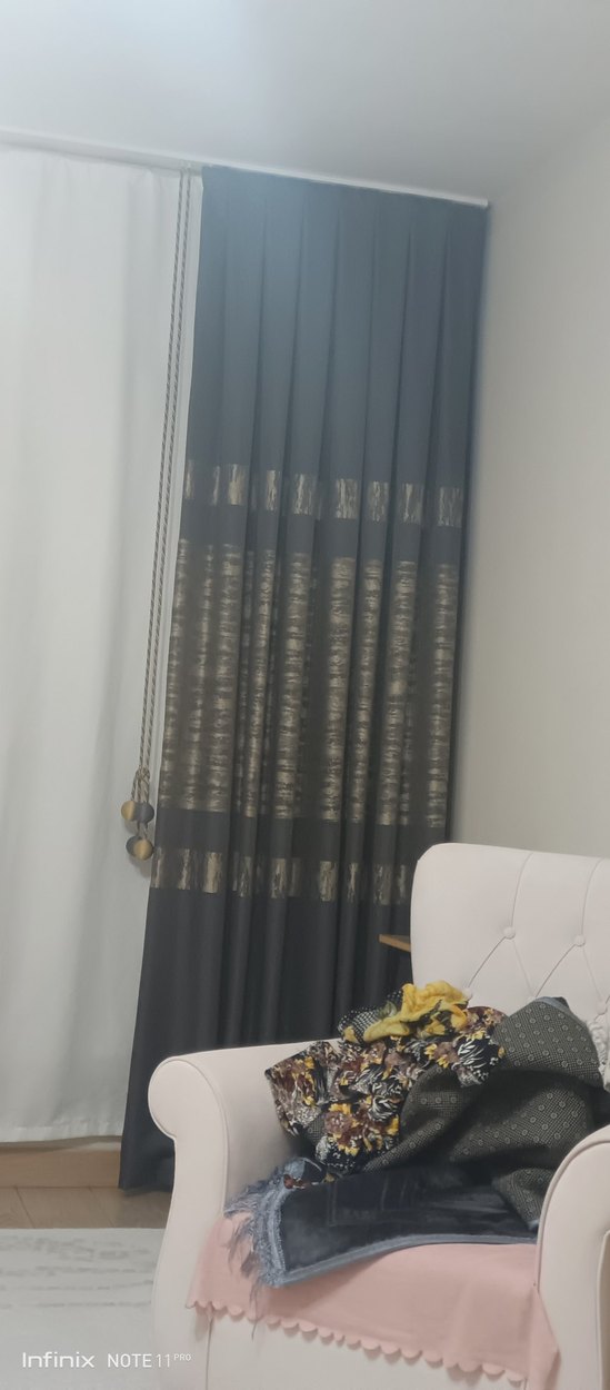 Bej ve Gri Desenli Modern Perde - Görsel 3