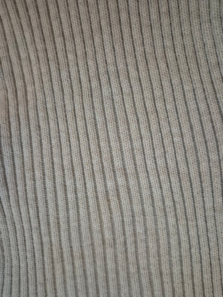 Bej Yünlü Yüksek Yakalı Triko Elbise - Görsel 5