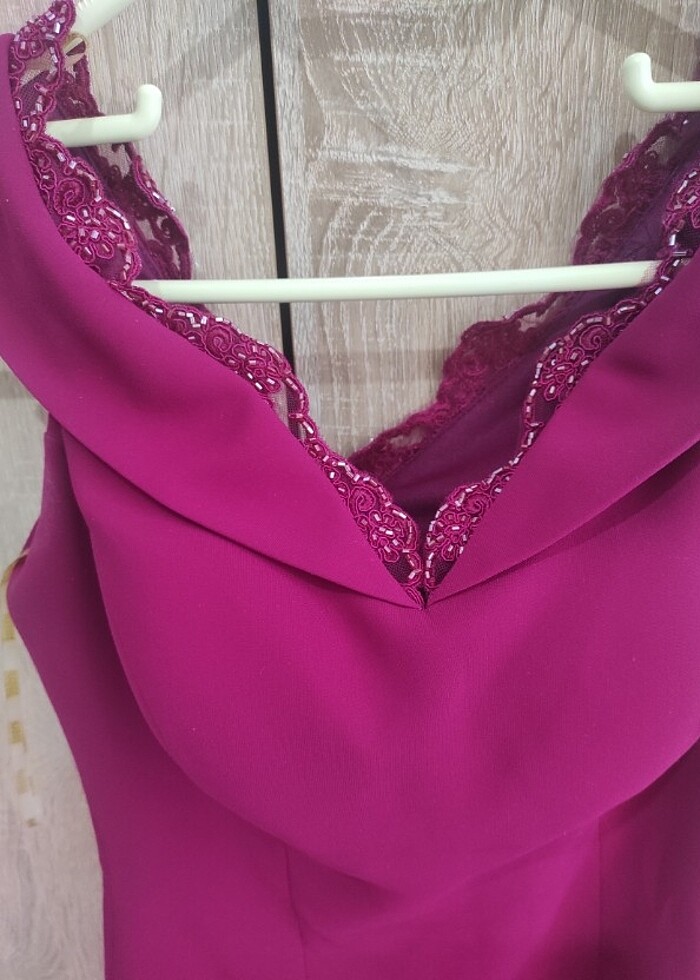 Fuşya abiye elbise - Görsel 3