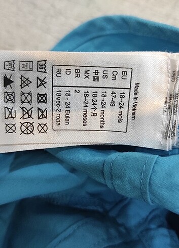 1-2 Yaş, 19 cm Beden mavi Renk 50+ UV mavi şapka