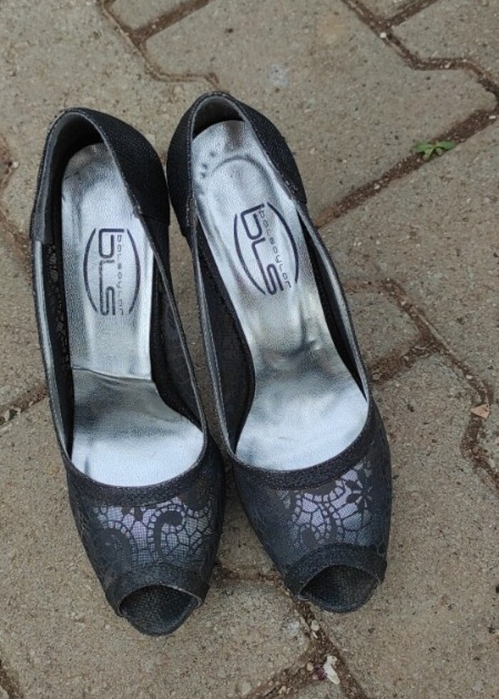 Kadın topuklu siyah dantel ayakkabı - Görsel 5