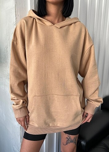 xl Beden Bej Oversize Kapüşonlu Sweatshirt