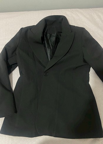 Siyah Düğmeli Kadın Ofis Blazeri - Görsel 2