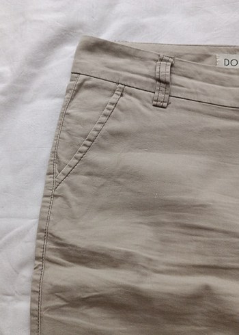 Bej Keten Kadın Bermuda Şort - Görsel 3