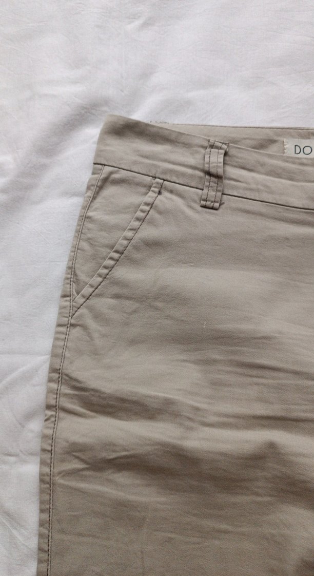 Bej Keten Kadın Bermuda Şort - Görsel 3