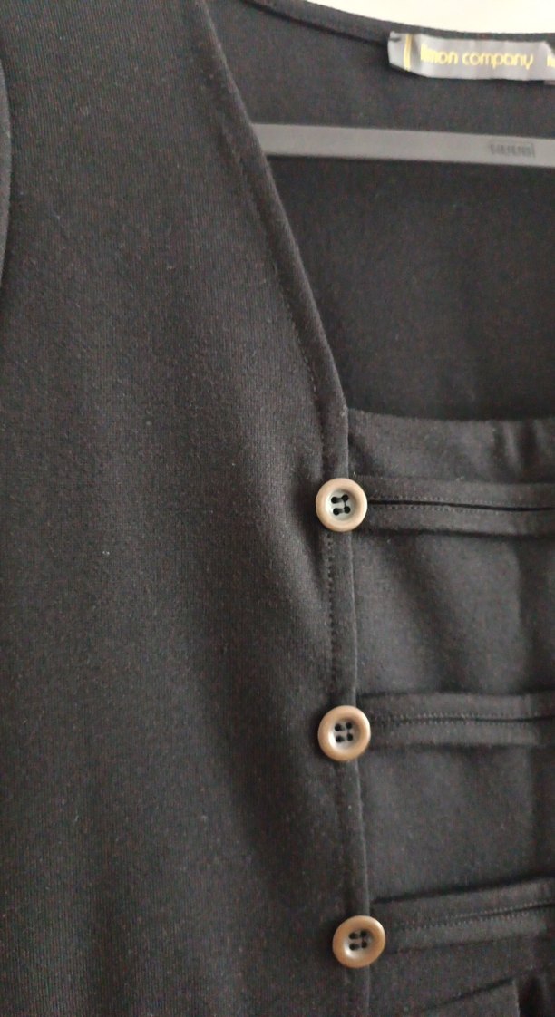 Düğmeli Siyah Midi Hamile Elbisesi - Görsel 4