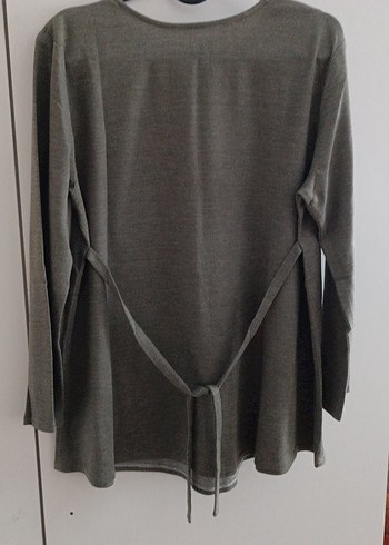 Bej Gri Hamile Keten Uzun Kollu Tişört - Görsel 3