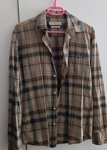 Bej Ekose uzun Kollu Erkek Gömlek - Görsel 2